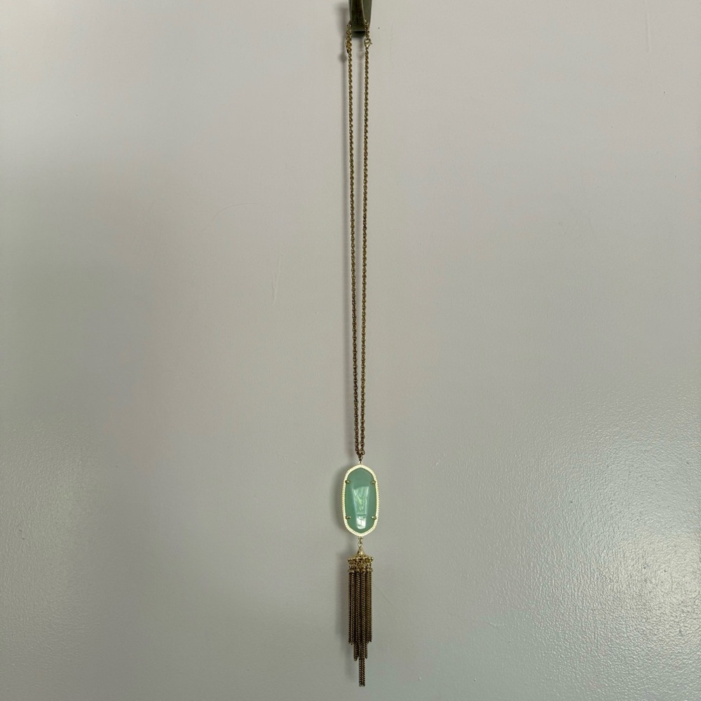 Kendra Scott long gold and green necklace - Picture 3 of 5